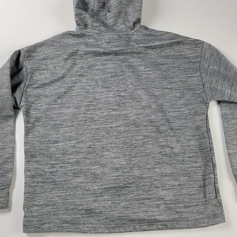 Nike Sweatshirt Hoodie Girls Sz L Gray Gold Logo Thumbholes Long Sleeve Pocket